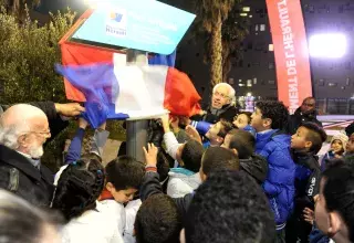 Bel exemple d'une République Une et indivisible, lors de l'inauguration de la Place de l’Égalité, à Montpellier. (DR)