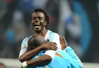 Modou Sougou célèbre la victoire de l'OM face à Troyes (Photo : capture d'écran du site officiel de l'OM)