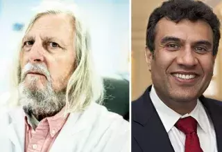  Pr Raoult (gauche) et Pr Mandeep R Mehra à droite